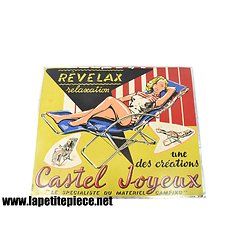 Plaque publicitaire lithographiée REVELAX relaxation - Castel Joyeux - Signée  J. Rabet 