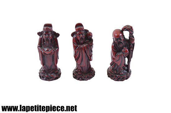 3 statues en résines des 3 sages de longévité Feng Shui - Fuk Luk Sau 