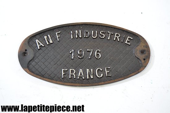 Plaque industrielle ANF INDUSTRIE 1976 FRANCE. Wagon chemins de fer  