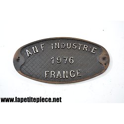 Plaque industrielle ANF INDUSTRIE 1976 FRANCE. Wagon chemins de fer  