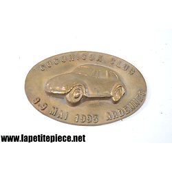 Plaque bronze souvenir Cocoricox club 8 - 9 mai 1993 Ardennes - Volkswagen Coccinelle