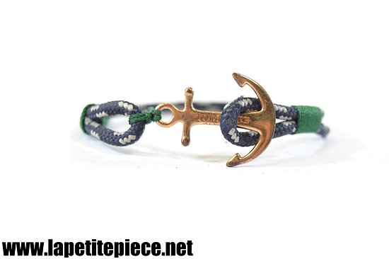 Bracelet TOM HOPE Femme, ancre de marine, cordon bleu et vert. Suède 