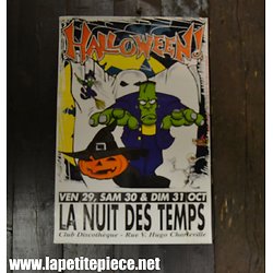Affiche soirée Halloween 1993 - Boite de nuit LA NUIT DES TEMPS - Charleville-Mézières 