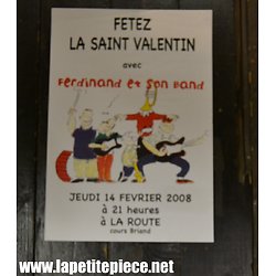 Affiche Concert Saint Valentin 2008 - Ferdinand et son band - Bar LA ROUTE cours Briand Charleville-Mézières Ardennes