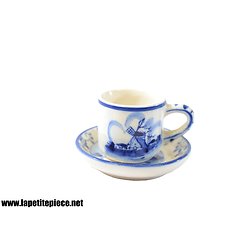 Petite tasse dinette - Céramique de Delft - moulin bleu