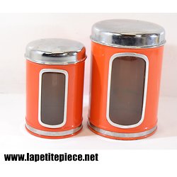 Pots en métal orange, années 1960 - 1970