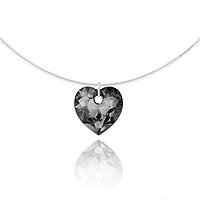 Collier Invisible - Petit Coeur Night Silver