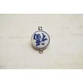 Fermoir à clipser en argent 925/1000 et porcelaine bleu et blanche, thème chinois 25x16mm