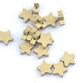 2 perles en bois couronne/étoile dorée/argentée 16x13mm