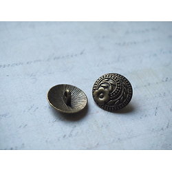 2 boutons gravés de motifs floraux en métal couleur bronze 17mm