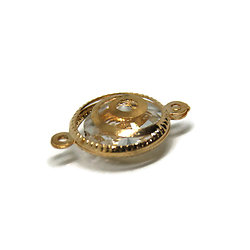 Connecteur rond et spirale en métal doré et pastille diamant 25x18mm