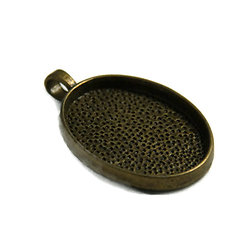 Support de pendentif pour cabochon ovale en métal couleur bronze 25x40mm