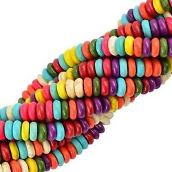 20 perles rondelles de howlite multicolores 8x3mm