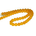 6 perles de jade rondes jaunes 7mm