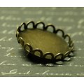 Broche ronde à dentelle en métal couleur bronze 25mm