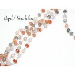 20cm de chaîne façon rosaire en perles de pierres de gemme et argent 925/1000