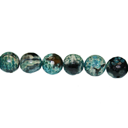 3 perles d'agate vert/bleu/brun à facettes 8mm