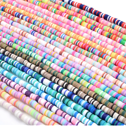 Brin de perles rondelles Katsuki / heïshi multicolores en polymère 5mm - 45cm soit environ 400 perles - roses