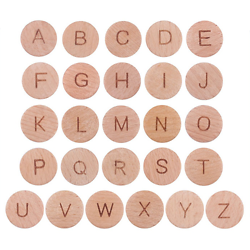 Set alphabet complet perle palet rond en bois 15x8mm
