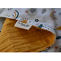 Doudou carré et étiquettes en coton et double gaze de coton - cadeau de naissance petit boy