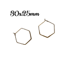 Créoles hexagonales en laiton doré - 30x25mm