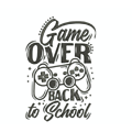  Coupon brodé "Game over: back to school" sur suédine double face vert anis 26x24cm