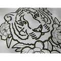 Coupon brodé "Jungle tiger" sur suédine blanche 42x29cm
