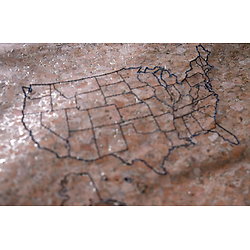Coupon brodé "United States" sur liège doré 22x30cm