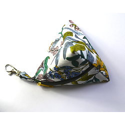 Porte-monnaie pyramide doublé en coton floral avec mousqueton - petit porte-monnaie à accrocher et à offrir