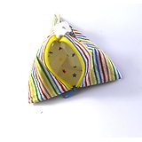Porte-monnaie pyramide doublé en coton rayures multicolores avec mousqueton - petit porte-monnaie à accrocher et à offrir