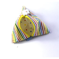 Porte-monnaie pyramide doublé en coton rayures multicolores avec mousqueton - petit porte-monnaie à accrocher et à offrir
