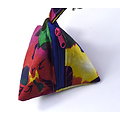 Porte-monnaie pyramide doublé en coton grandes motofs multicolores avec mousqueton - petit porte-monnaie à accrocher et à offrir