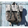 Grand sac à dos Roll-top en taupe, beige vert et argenté, sac de grande capacité pour voyageur