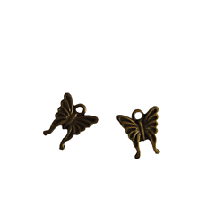 3 breloques papillon en métal couleur bronze 15x17mm