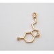 Breloque molécule de sérotonine en métal doré 24x18mm