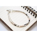 Bracelet double et fin "Nagano", bracelet blanc, argent, noir et rose à l'étoile