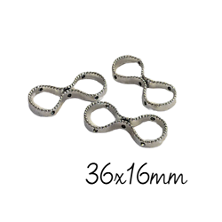 3 séparateurs pour bracelet en métal argenté 36x16mm