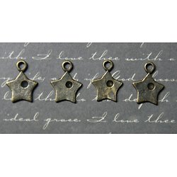 4 breloques étoile en métal couleur bronze 11x11mm