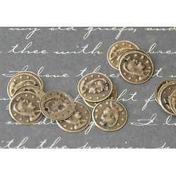 20 breloques / médaillons ronds au soldat en métal couleur bronze 10mm