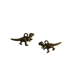 2 breloques dinosaure en métal couleur bronze 22x12mm