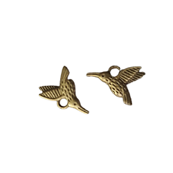 3 breloques colibri en métal couleur bronze 18x12mm