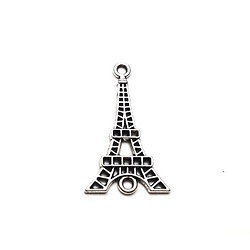 Connecteur Tour Eiffel en métal argenté 36,5x21,5mm
