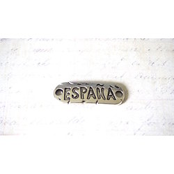 Connecteur avec message en relief "España" en métal argenté 35x12mm