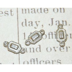 4 petits connecteurs rectangulaires en métal argenté 5x12mm