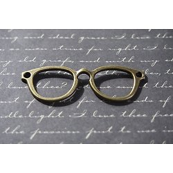 Grand connecteur paire de lunettes en métal couleur bronze 55x19mm