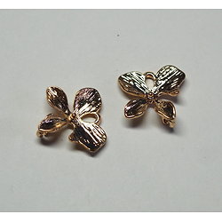 2 connecteurs fleur / orchidée en métal doré 16x15mm