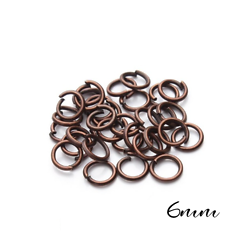 20 anneaux ronds ouverts en métal couleur cuivre 6mm