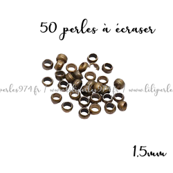 50 perles à écraser en métal couleur bronze 1,5mm