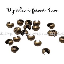10 perles à écraser ouvertes métal bronze 4mm