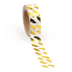 Masking tape plumes dorées 1,5cm - esprit de fêtes - 10m